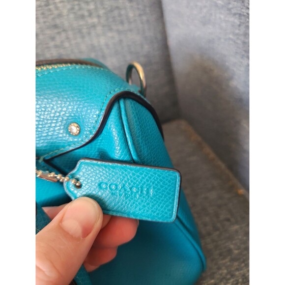 Coach "Rowan" Turquoise Blue Small Satchel Bag w/ Dustbag - Picture 6 of 11
